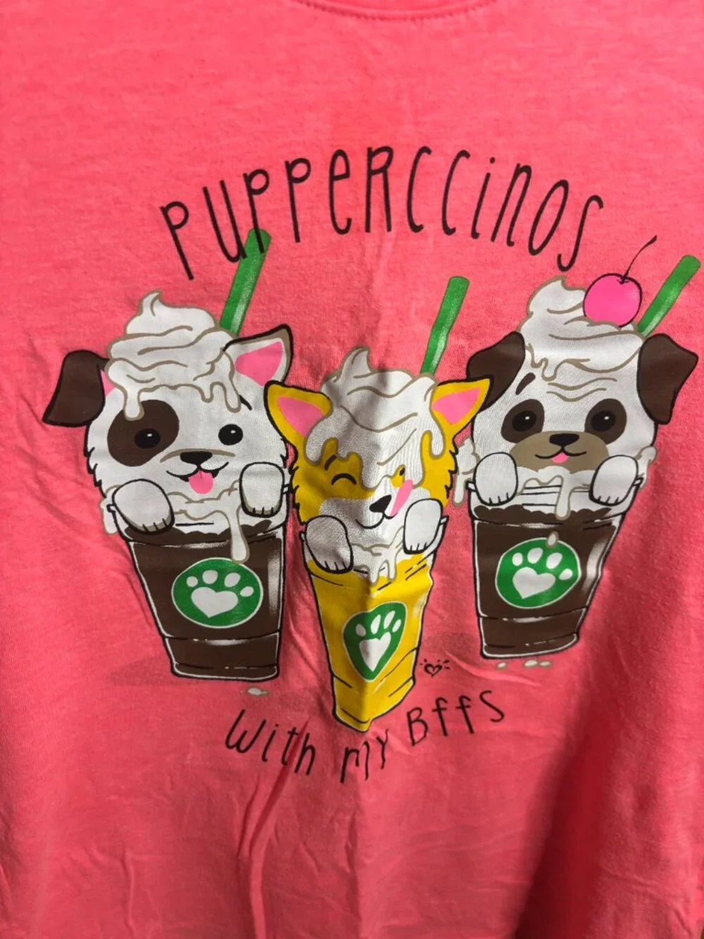 Justice Girls Pink Puppericino T Shirt (Size 10)
